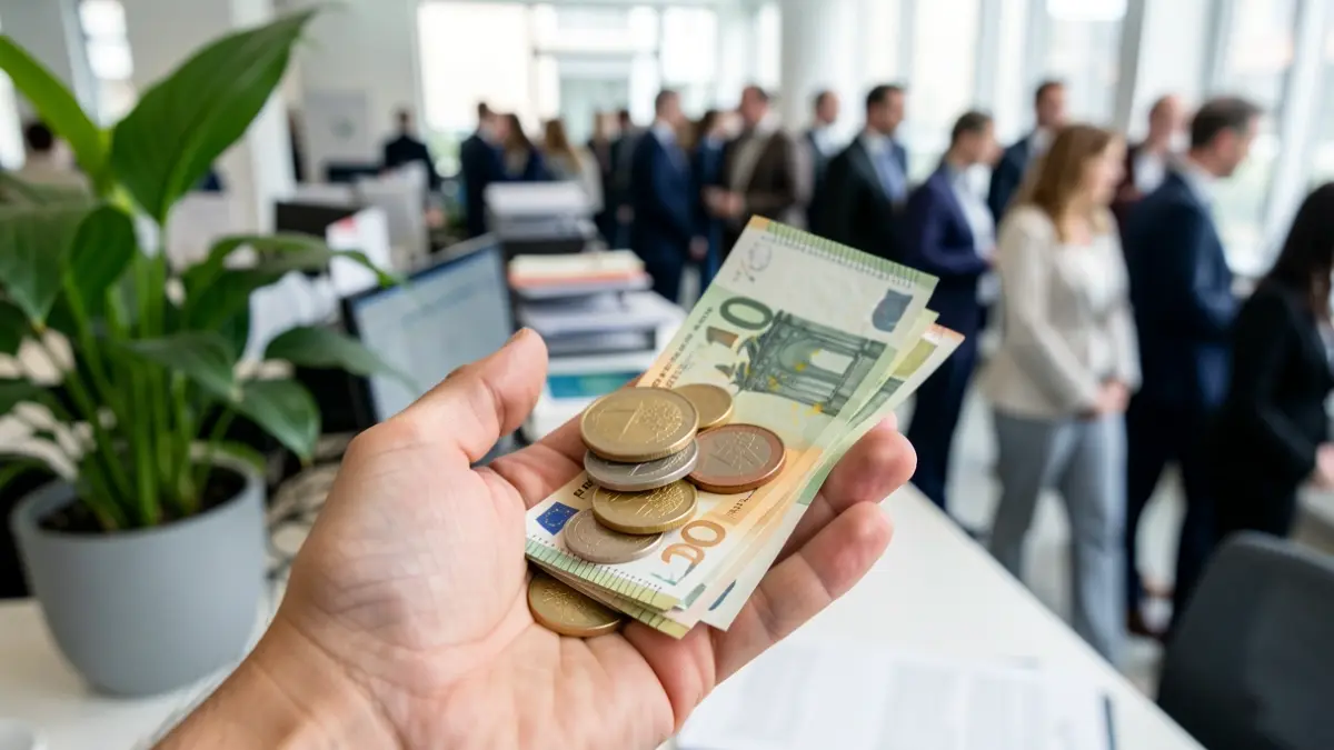 Imagen genérica de dinero y material de oficina.