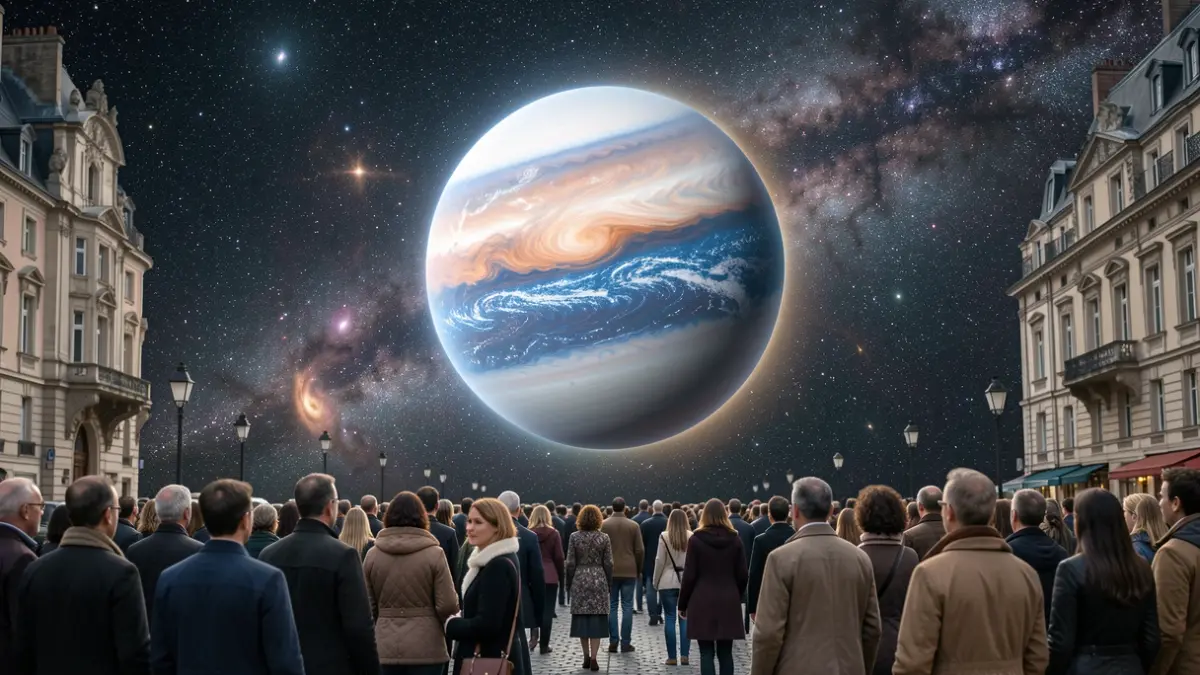 Imagen de un exoplaneta subneptuno con atmósfera, orbitando una estrella distante, evocando el descubrimiento cósmico.