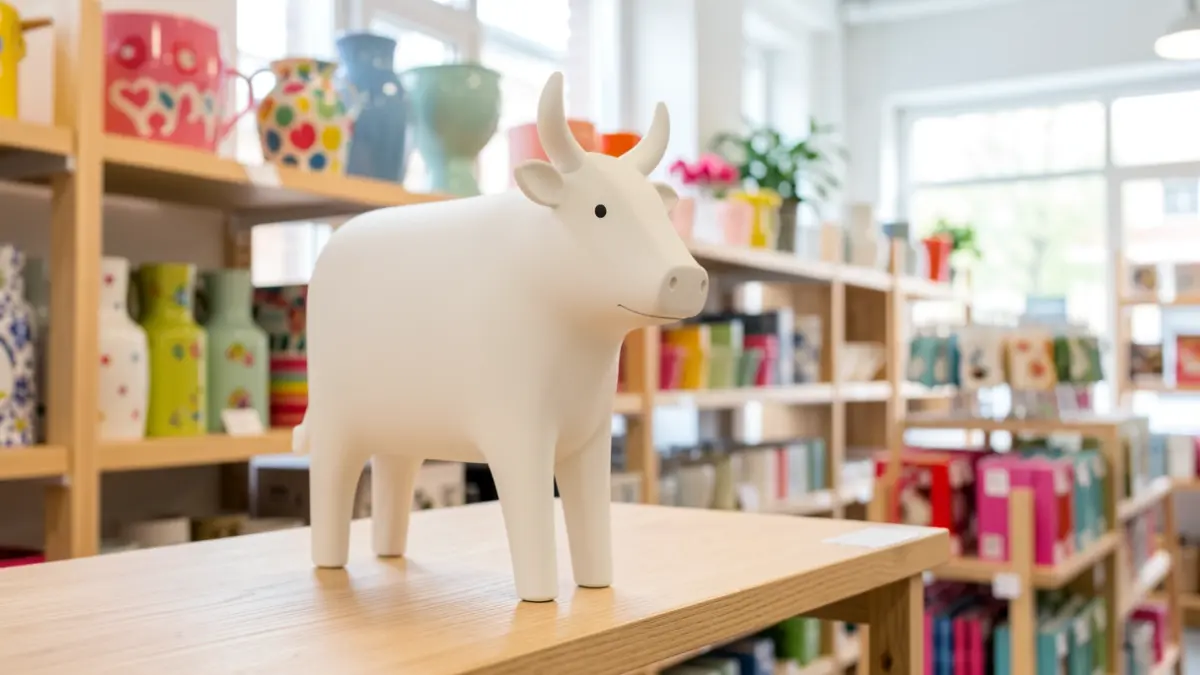 Imagen genérica de una figura de vaca decorativa en una tienda.