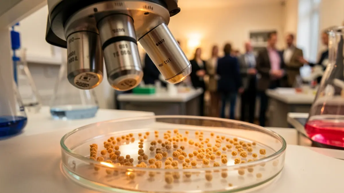 Imagen genérica de un microscopio y cultivo fúngico.