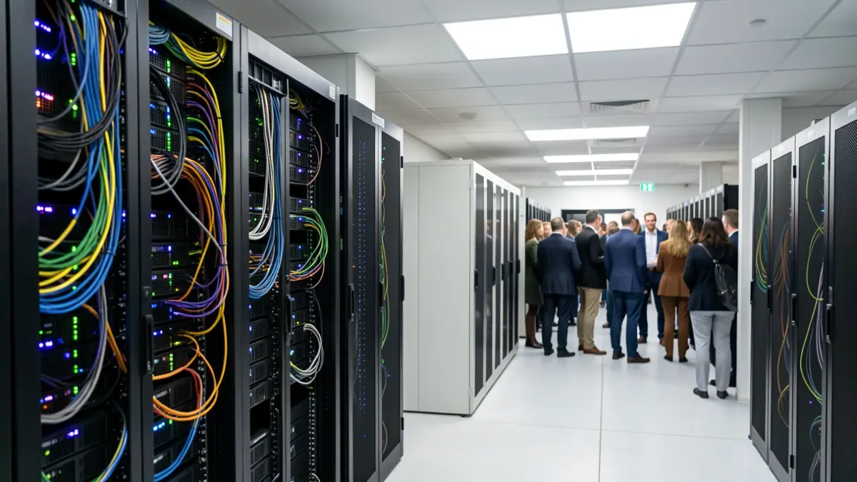 Imagen genérica de un centro de datos con servidores y equipos tecnológicos.