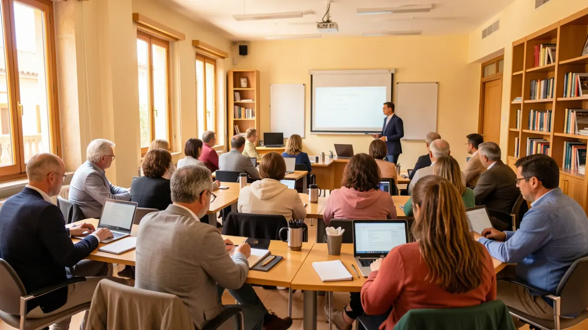Imagen de un grupo diverso de adultos en un taller de formación profesional en Andalucía.
