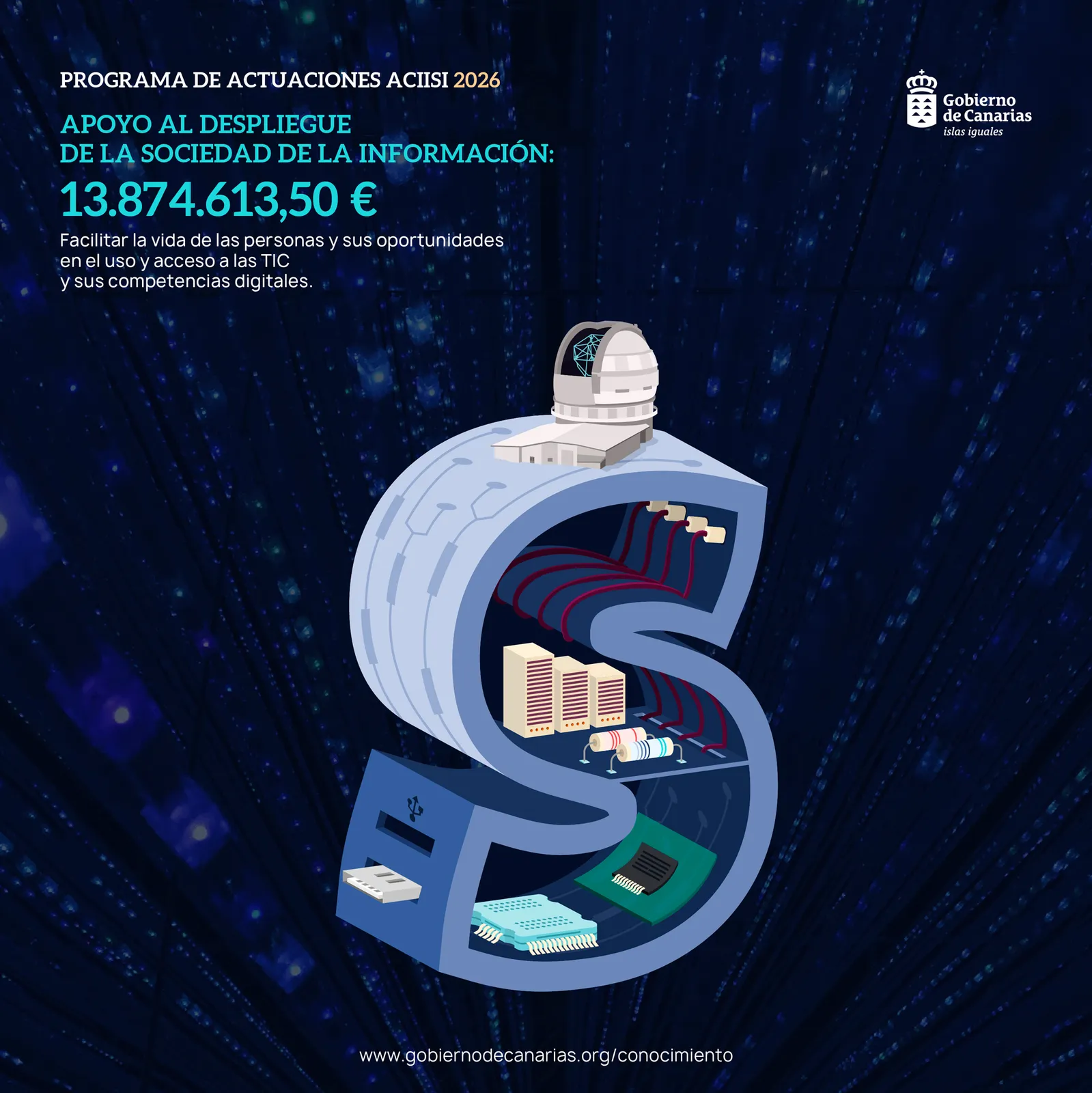 Canarias destina 13,8 millones a la Sociedad de la Información en 2026