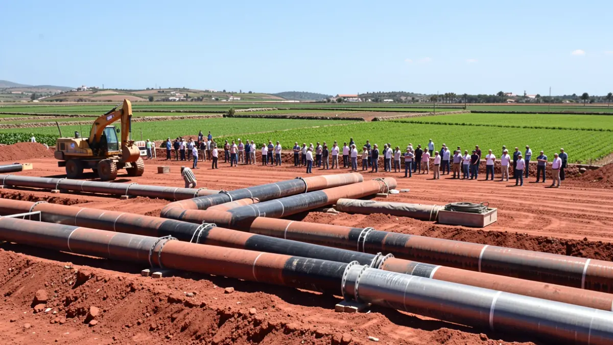 Generic image of public works in the Canary Islands with machinery and pipes.