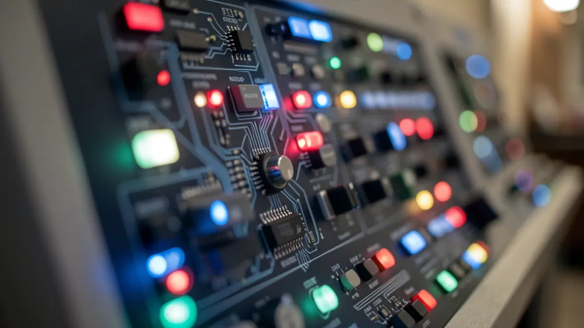 Imagen genérica de un panel de control avanzado con luces y circuitos.