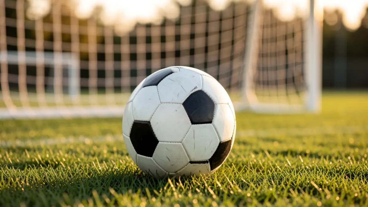 Generic image of a soccer ball on grass.