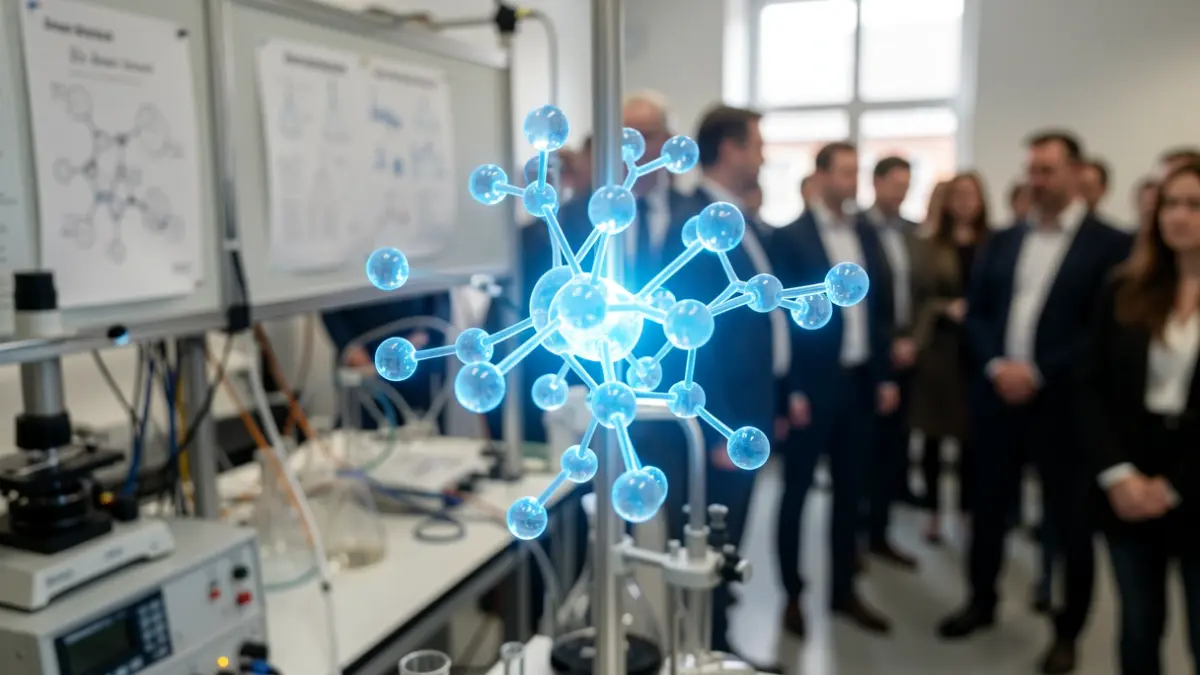 Imagen genérica de una estructura de proteína con luz azul brillante, representando un mecanismo molecular.
