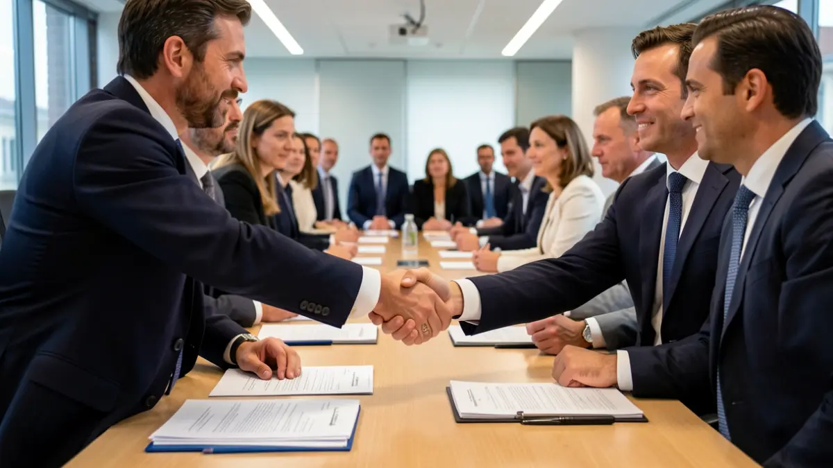 Imagen genérica de un acto institucional en Madrid con personas estrechándose la mano.