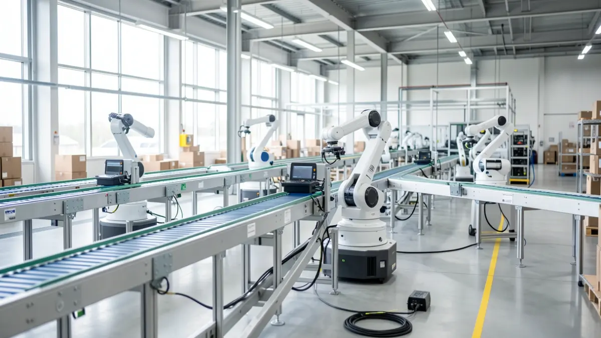Imagen genérica de un centro logístico automatizado con robots.