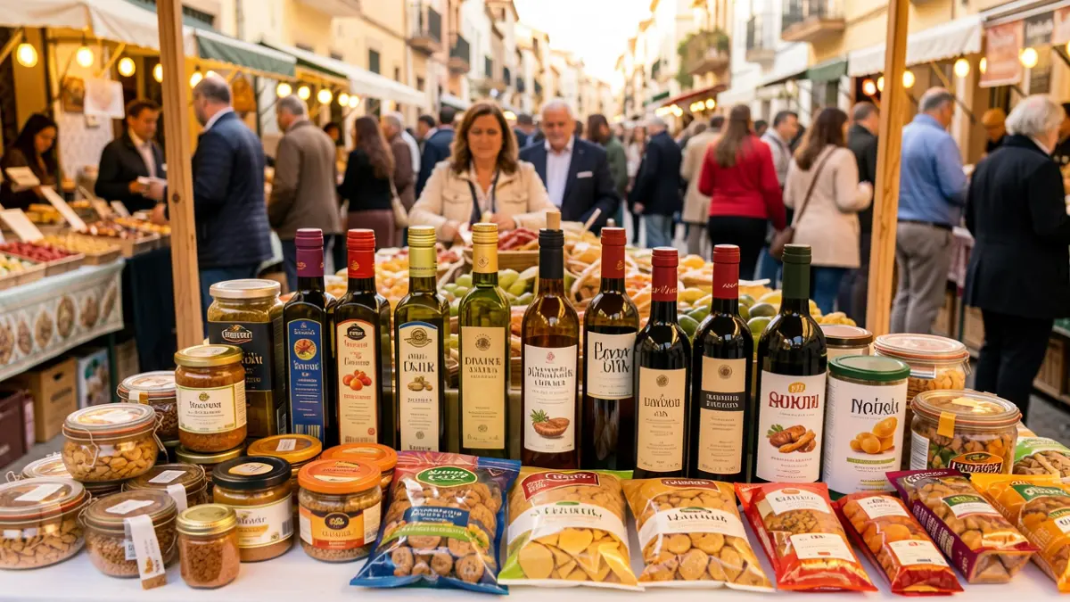 Expositores de productos agroalimentarios cordobeses en una feria gastronómica.