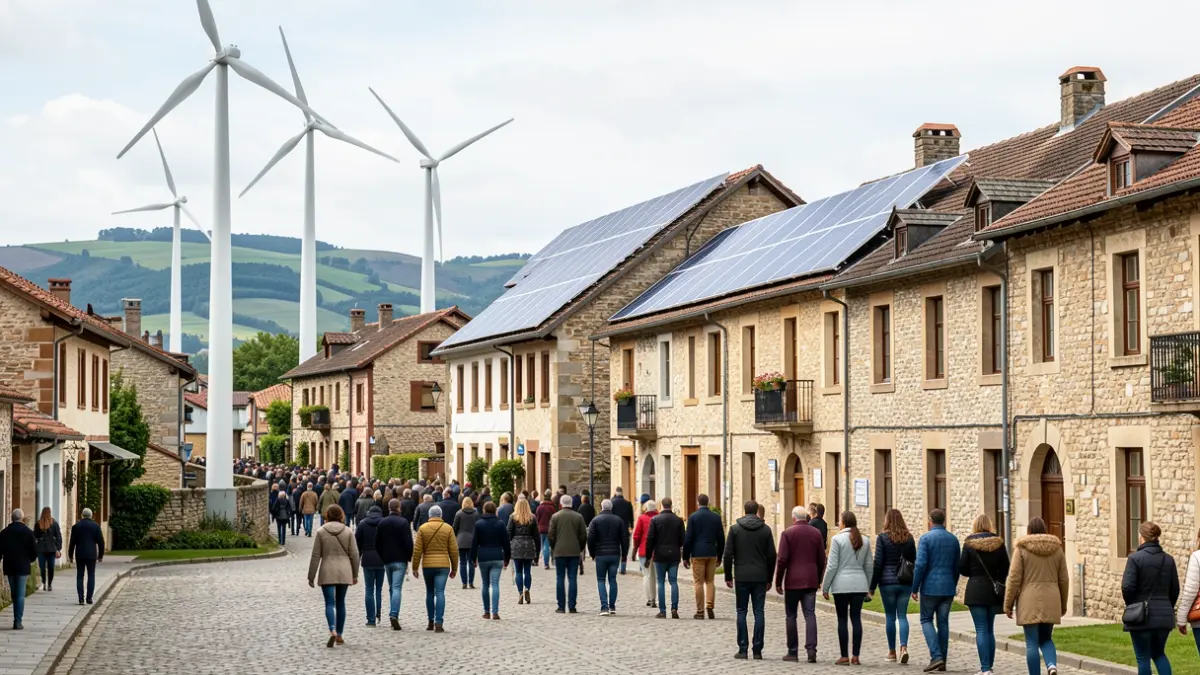 Generic image: Abstract representation of a new energy model in Euskadi, combining renewable energy and traditional architecture.