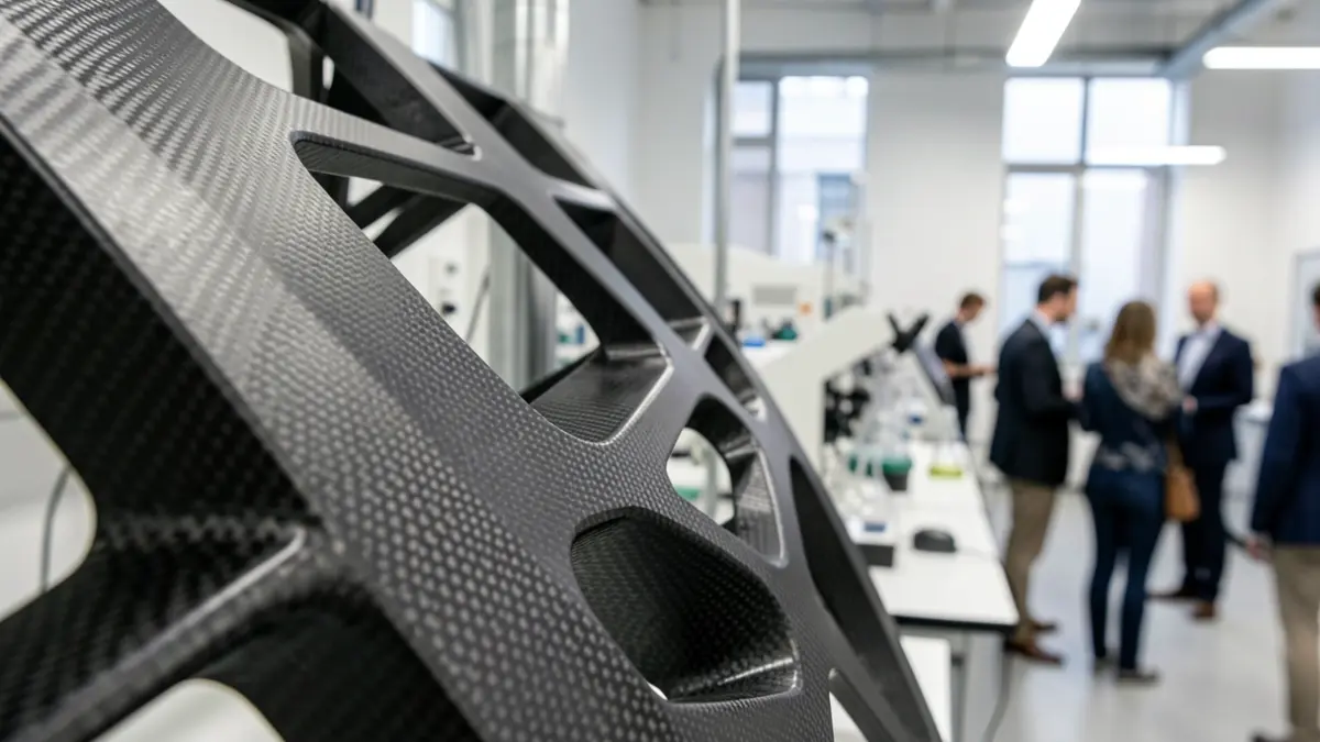 Imagen genérica de materiales compuestos ligeros con textura de fibra de carbono.