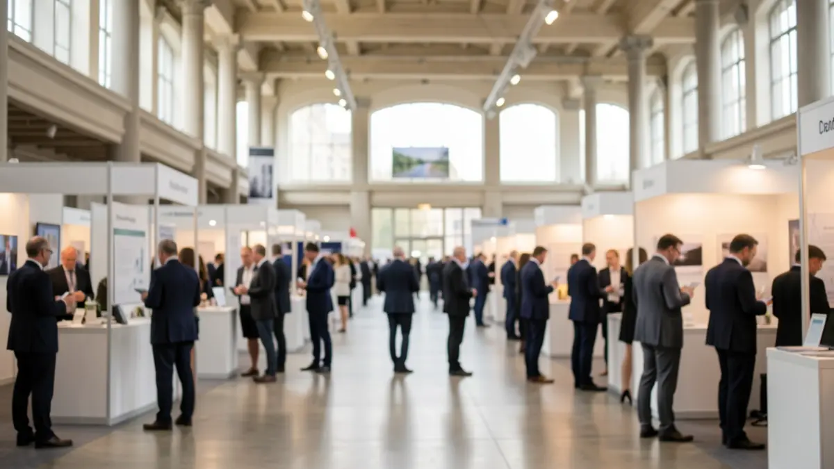 Imagen genérica de un salón de exposiciones con asistentes y stands.