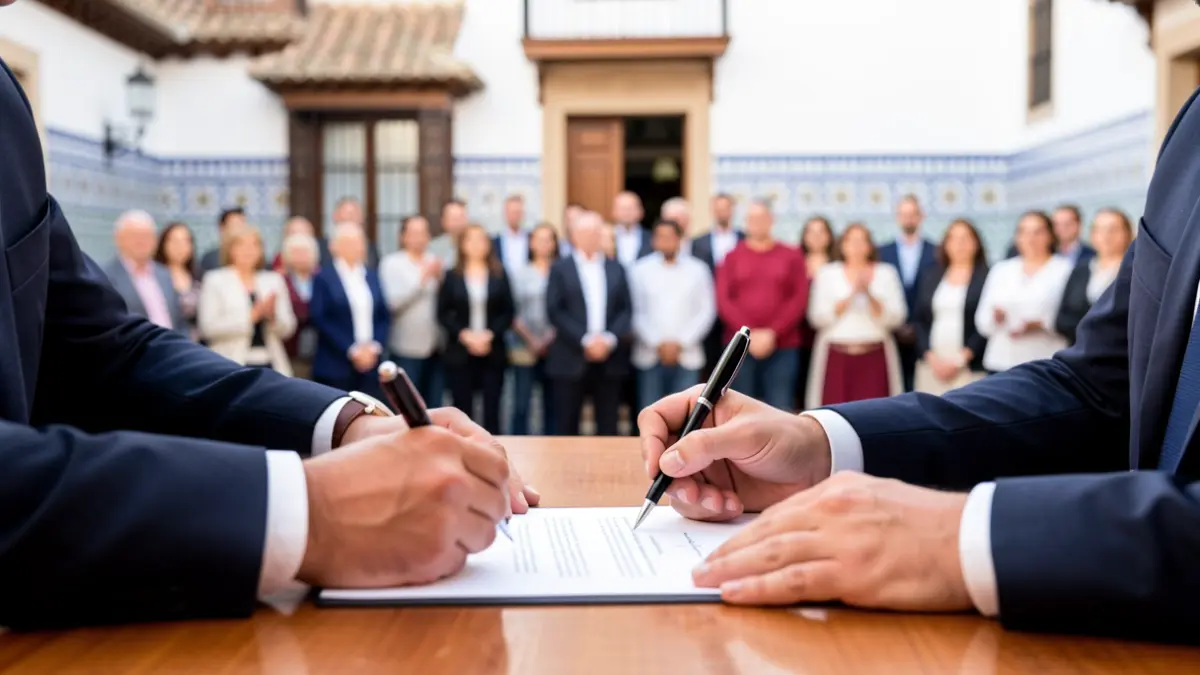 Firma de convenio entre el Ayuntamiento de Fuente Palmera y la Asociación Empresarial para la celebración de Fuente Palmera de Boda.
