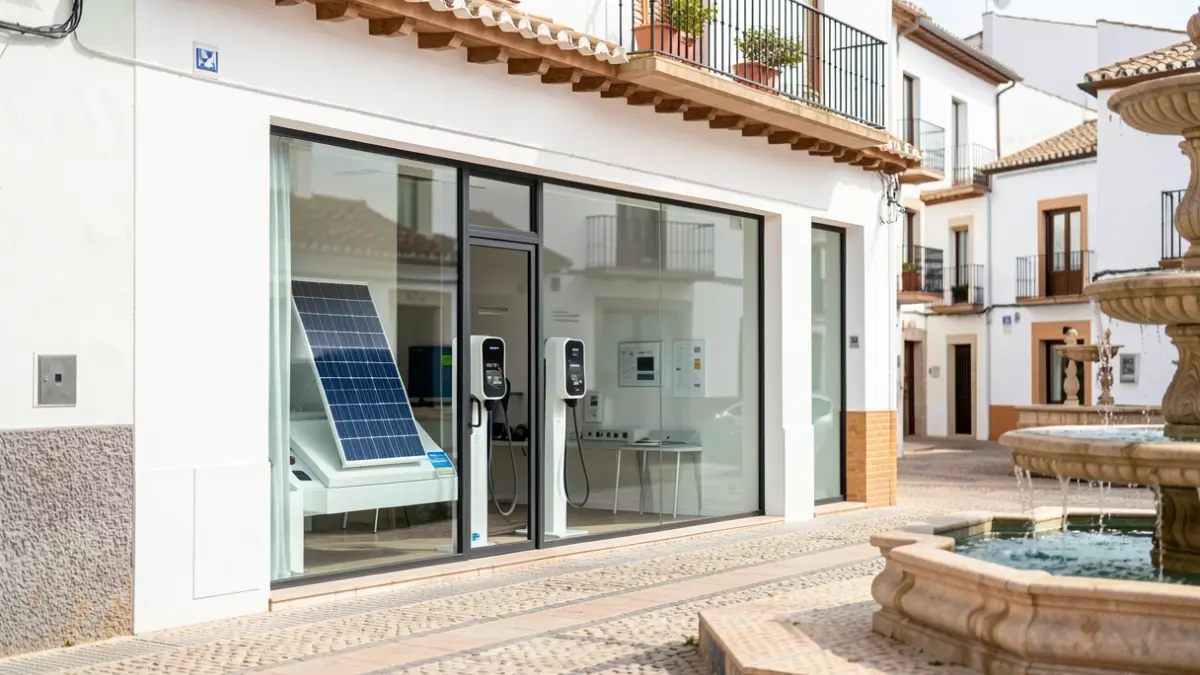 Exterior of an Iberdrola commercial office in an Andalusian town.