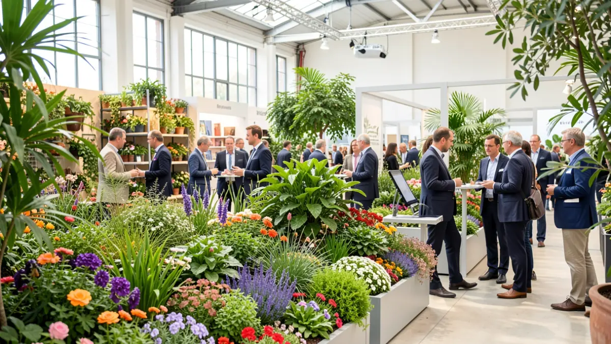 Generic image of a plant and flower fair with professionals.