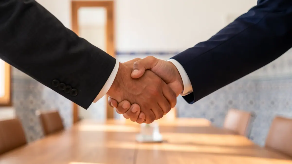Generic image of a handshake in an Andalusian business setting.