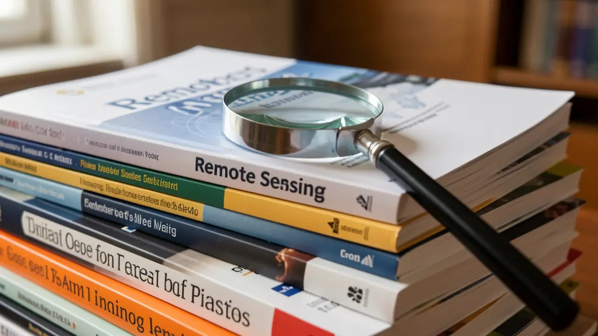 Generic image of scientific journals with a magnifying glass.