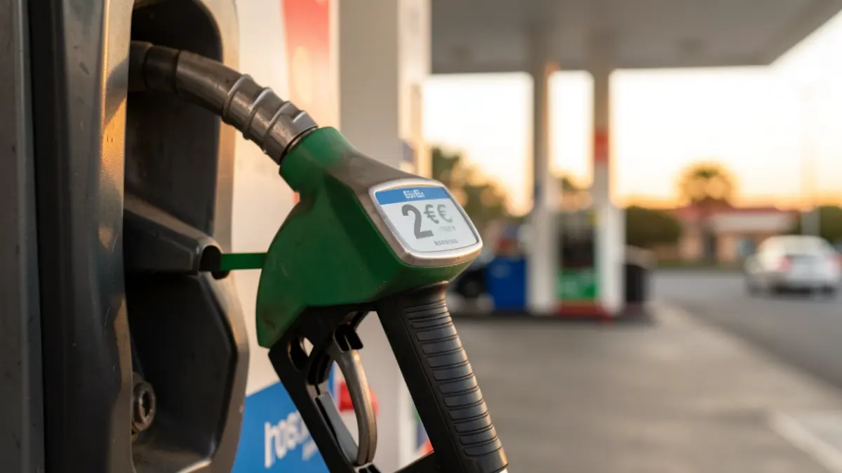 Imagen genérica de un dispensador de gasolina con precio superior a 2 euros el litro.