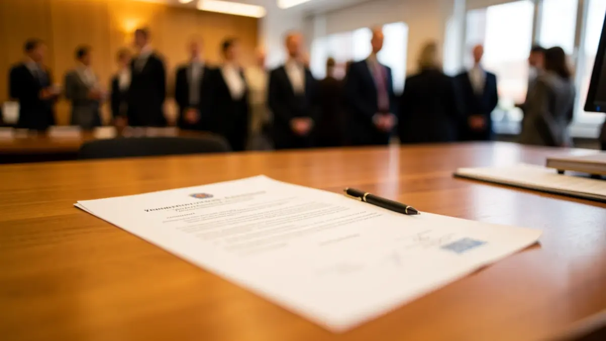 Generic image of an office with official documents on a desk.