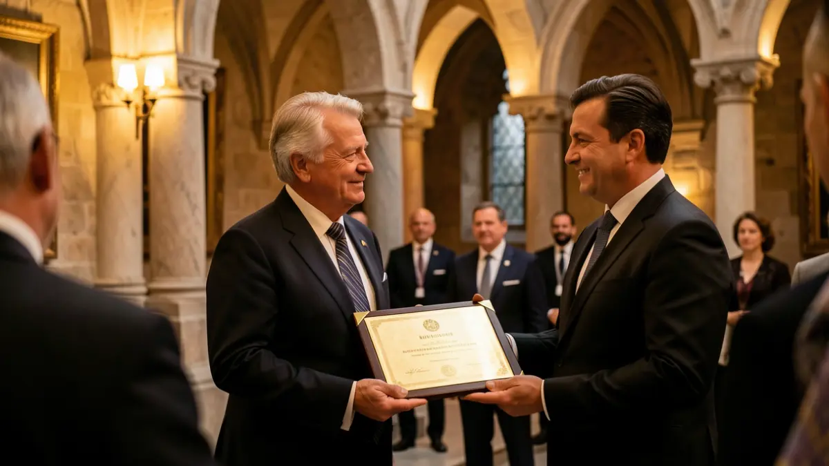 Imagen genérica de una ceremonia de entrega de premios en un entorno histórico.
