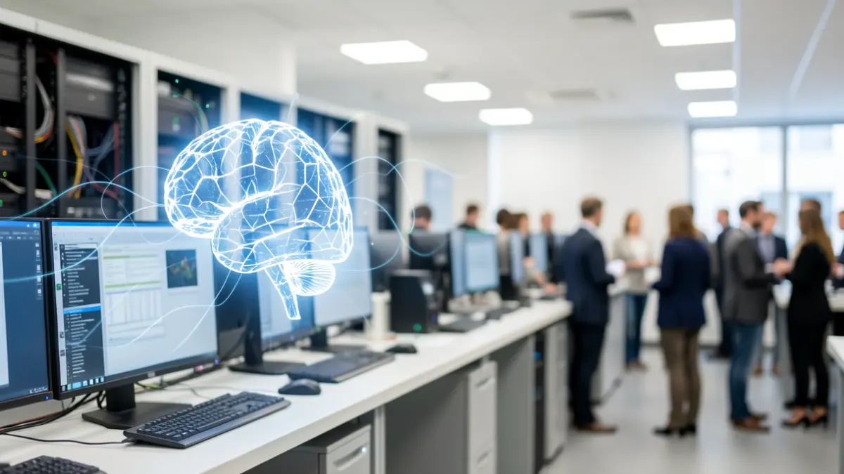 Imagen genérica de un laboratorio universitario con equipos de inteligencia artificial.