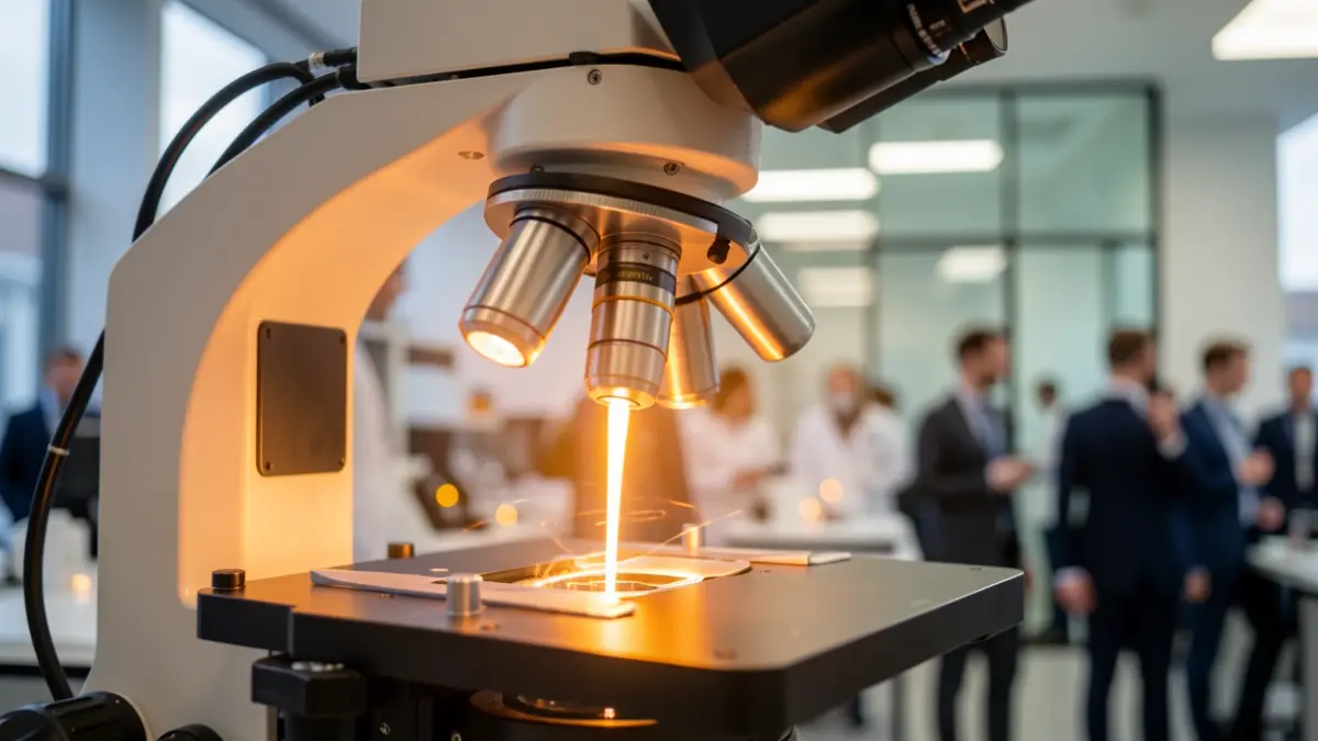 Generic image of an advanced electron microscope in a laboratory.