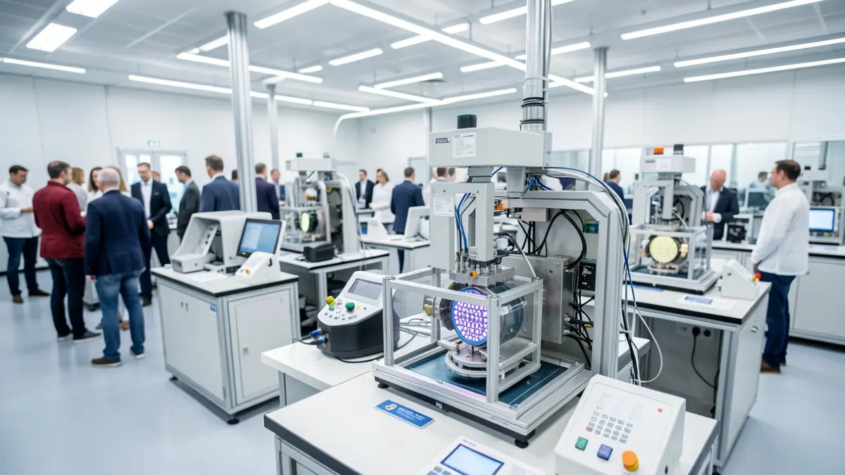 Imagen de un laboratorio de alta tecnología para prototipado de semiconductores.