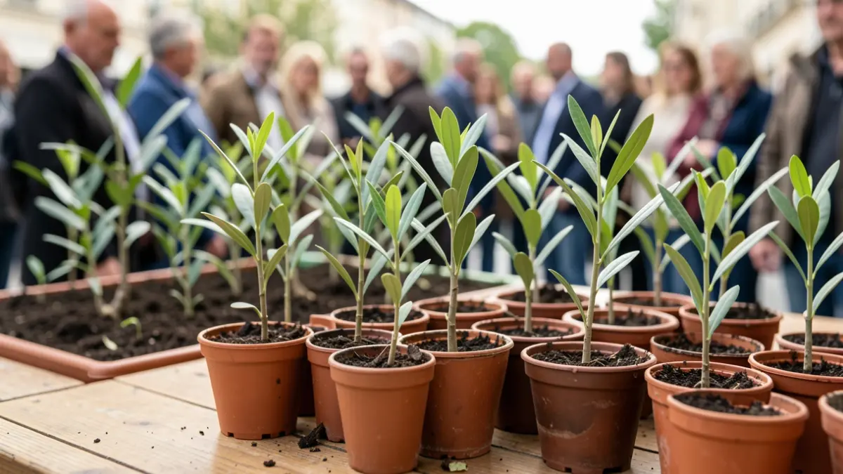 Imagen genérica de plantas de olivo en macetas.