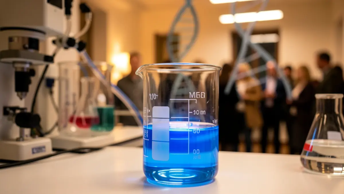 Imagen genérica de un laboratorio con un vaso de precipitados.