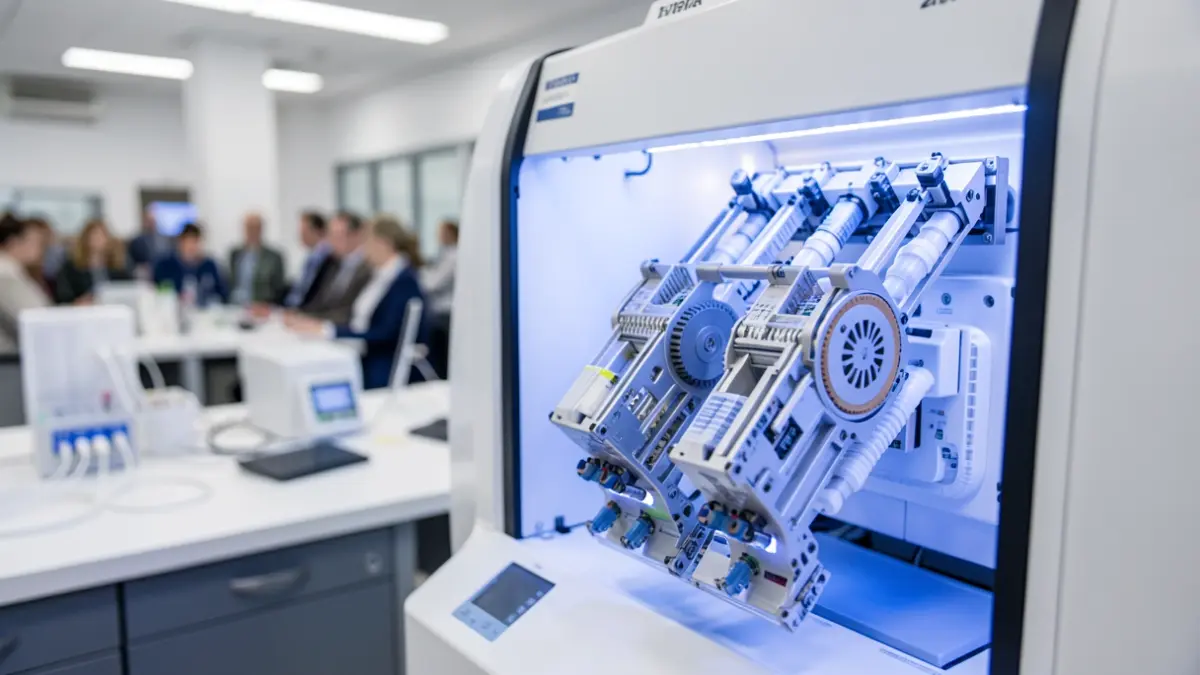 Image of a high-tech DNA sequencer in a laboratory setting.
