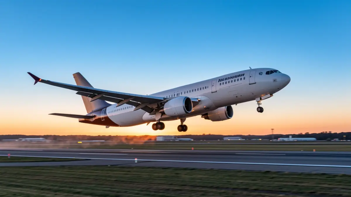 Imagen genérica de un avión comercial despegando en un aeropuerto.
