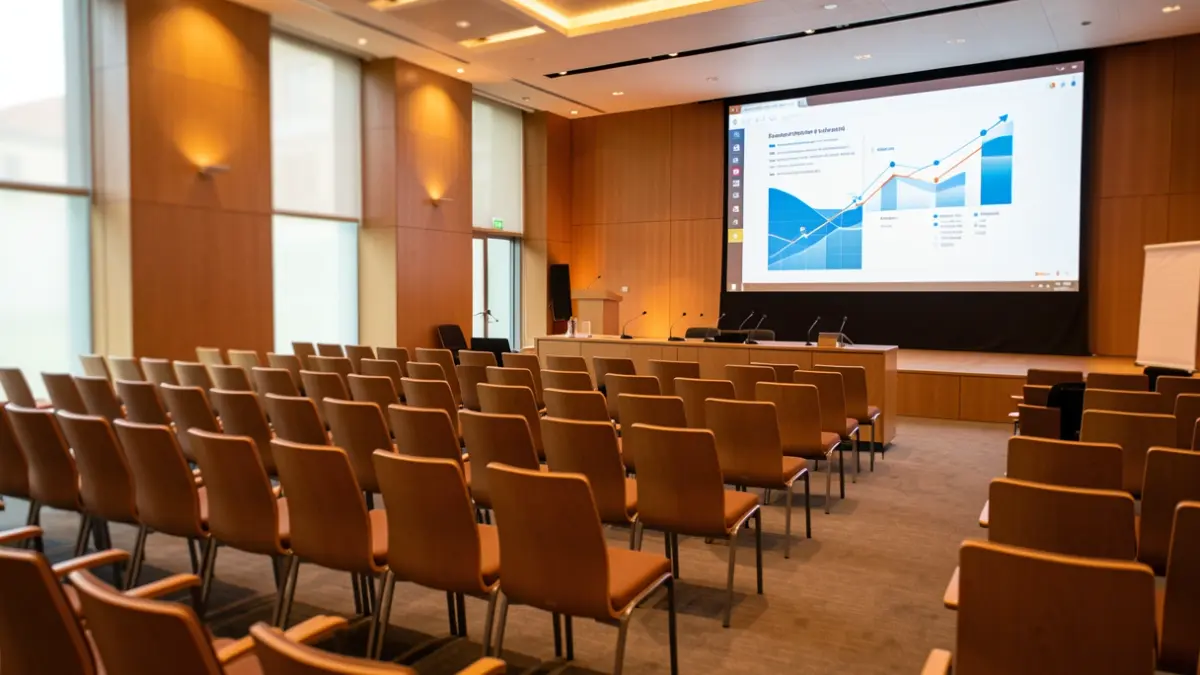 Imagen genérica de un salón de conferencias moderno en Alcobendas.