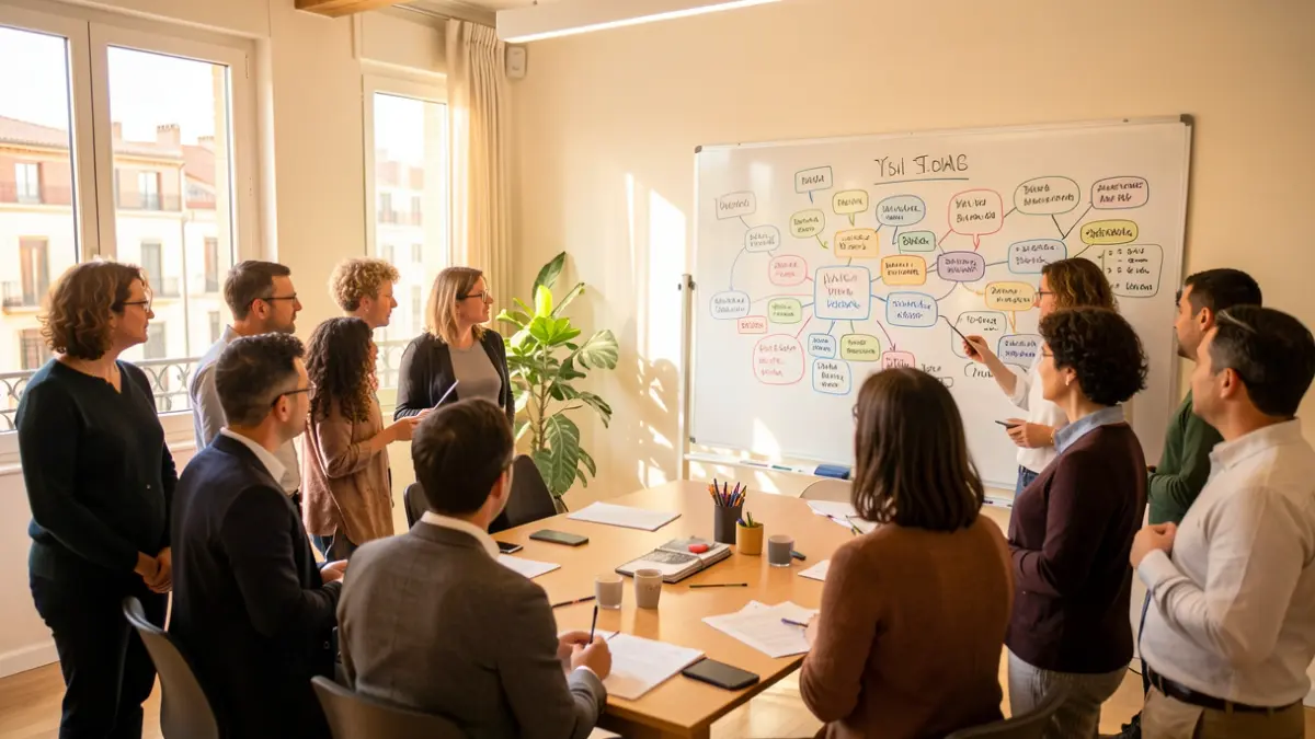 Imagen genérica de profesionales participando en un taller de pensamiento visual.