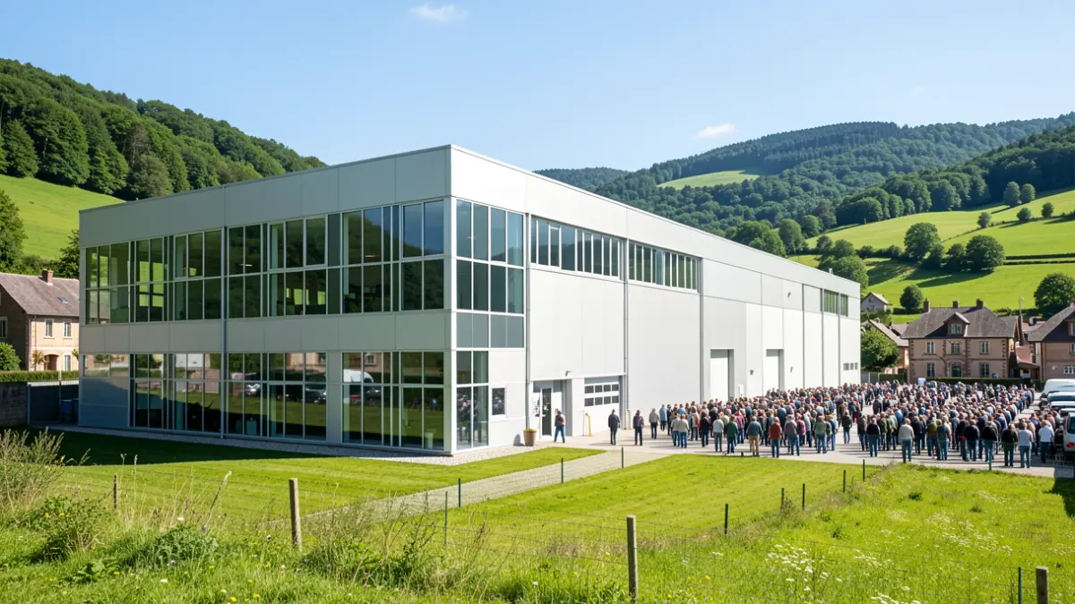 Imagen genérica: Vista exterior de una moderna instalación industrial ubicada en un valle verde de Euskadi.