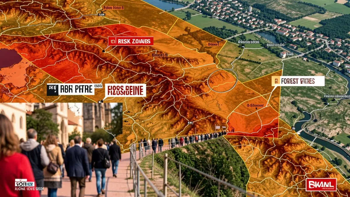 Generic image of remote sensing data analysis with risk zones.