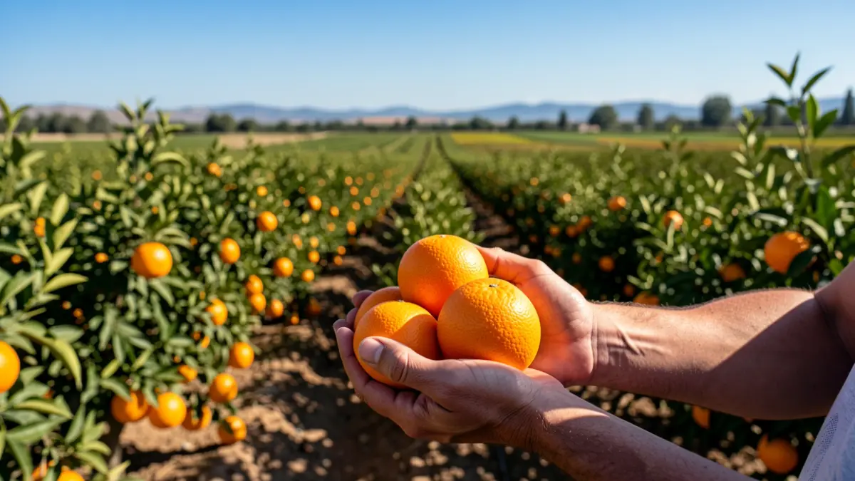Imagen genérica de campo agrícola valenciano con naranjas.