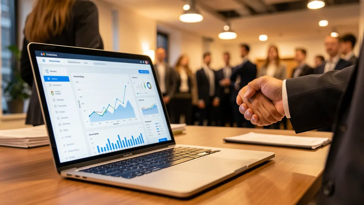 Imaxe xenérica de dixitalización empresarial e networking.