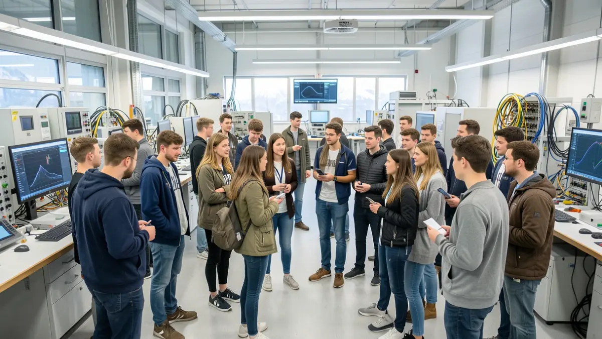 Imagen genérica: suiza, un grupo de jóvenes estudiantes trabajando en ciencia y tecnología.