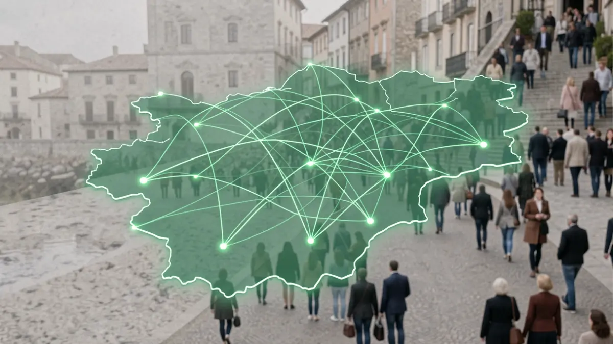 Imaxe xenérica de representación dixital dunha provincia galega con datos interconectados.