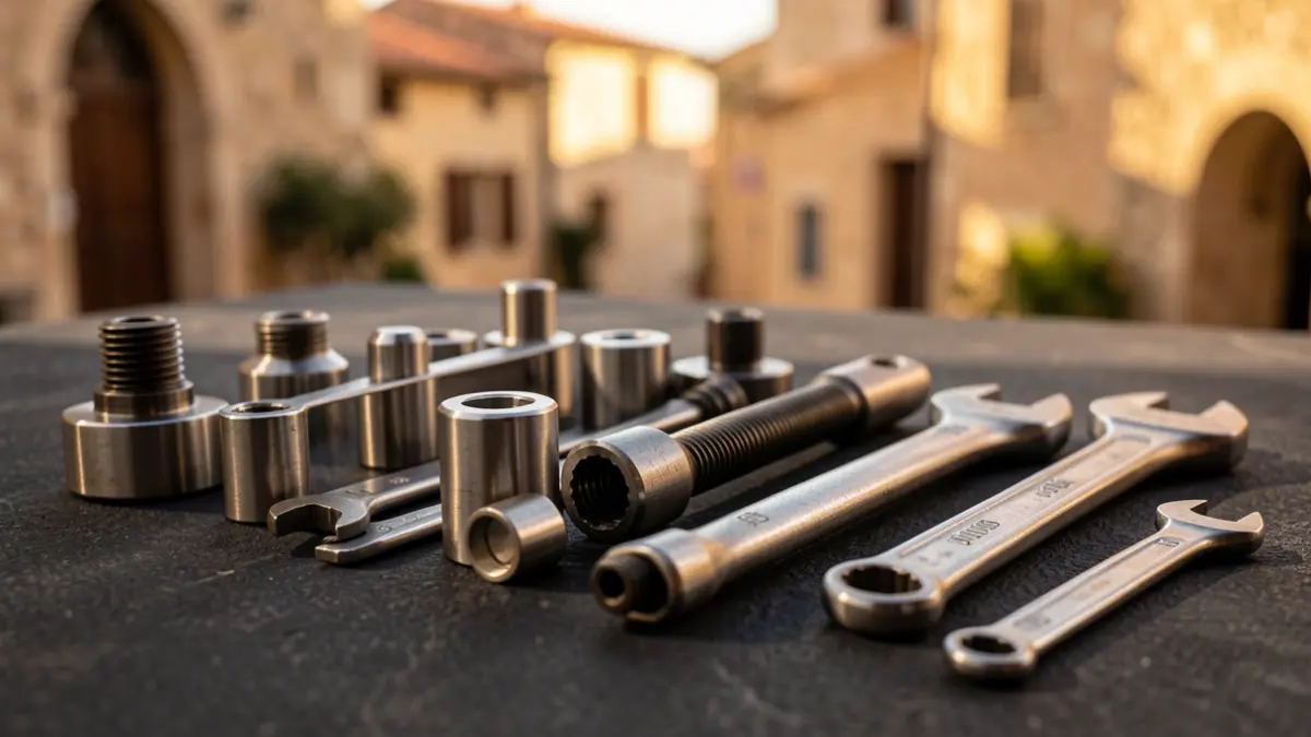 Generic image of industrial metal components and tools.