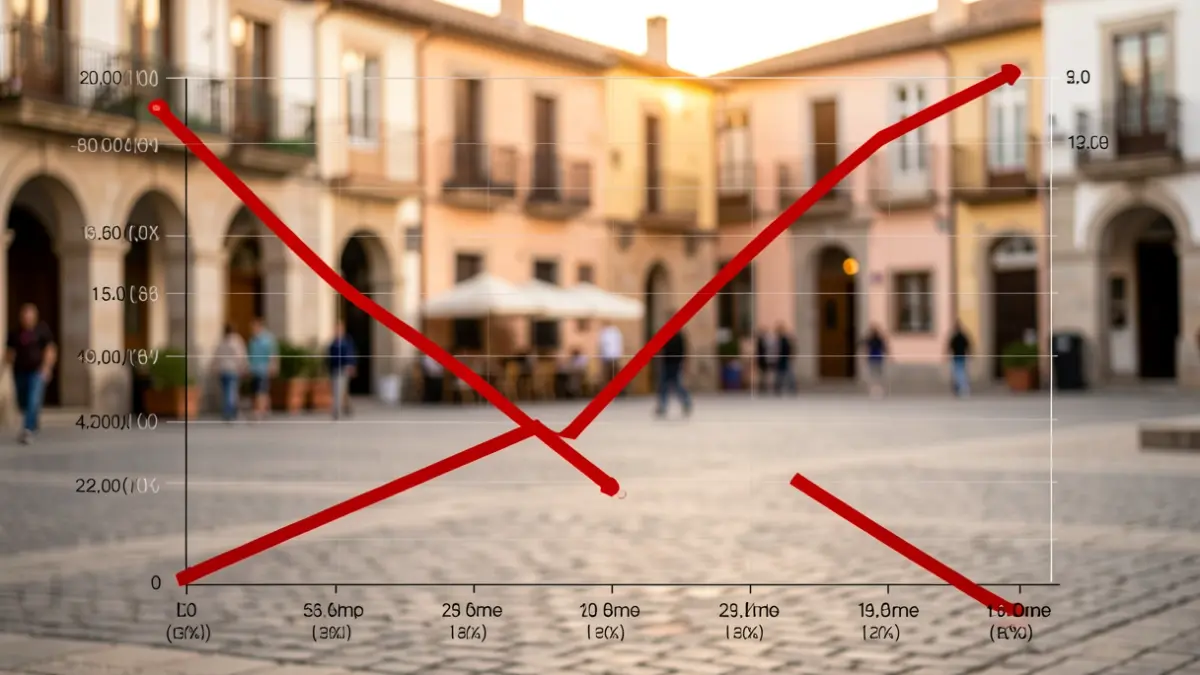 Statistical graph showing a downward trend in Chipiona's average gross income.