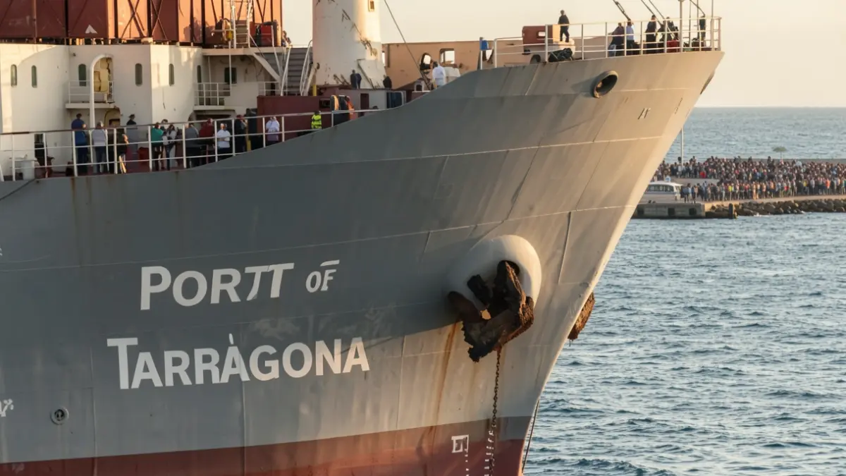 Generic image of a cargo ship in port.