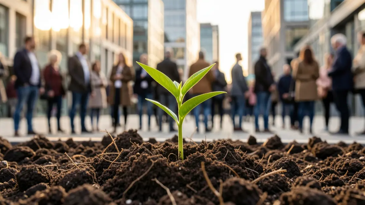 Generic image of a young plant growing from the soil, symbolizing entrepreneurship and growth.