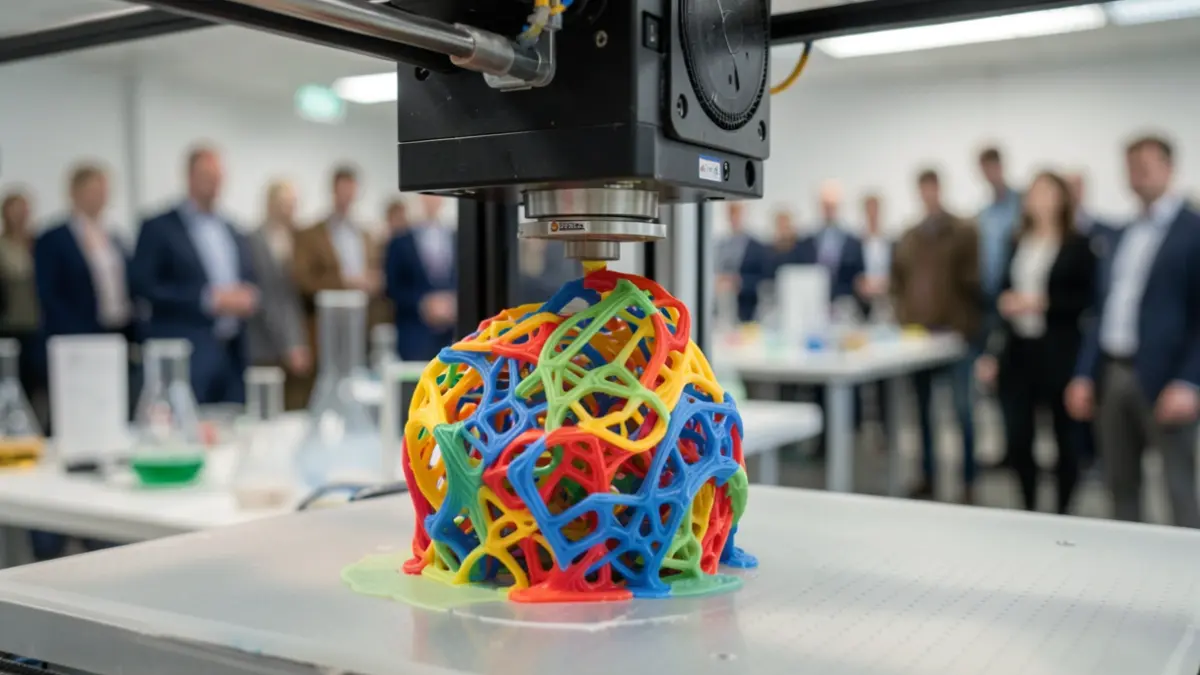 Generic image of an advanced 3D printer creating a complex object with diverse materials.