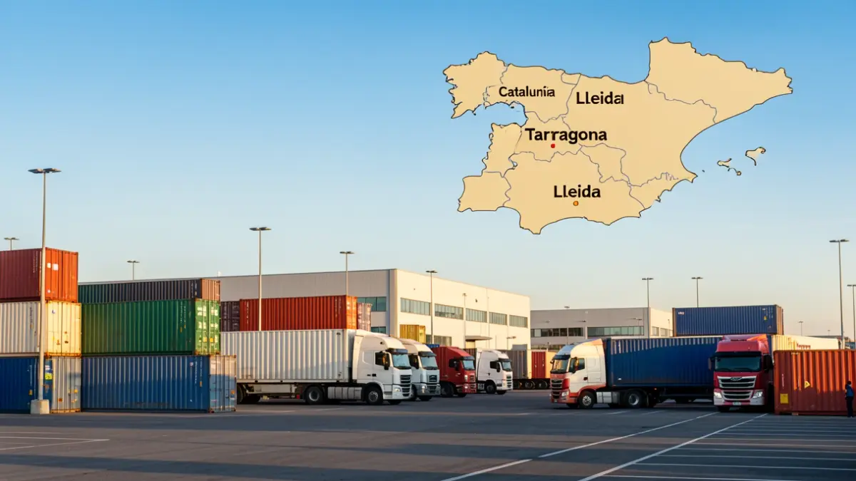 Generic image of a logistics hub with containers and trucks.