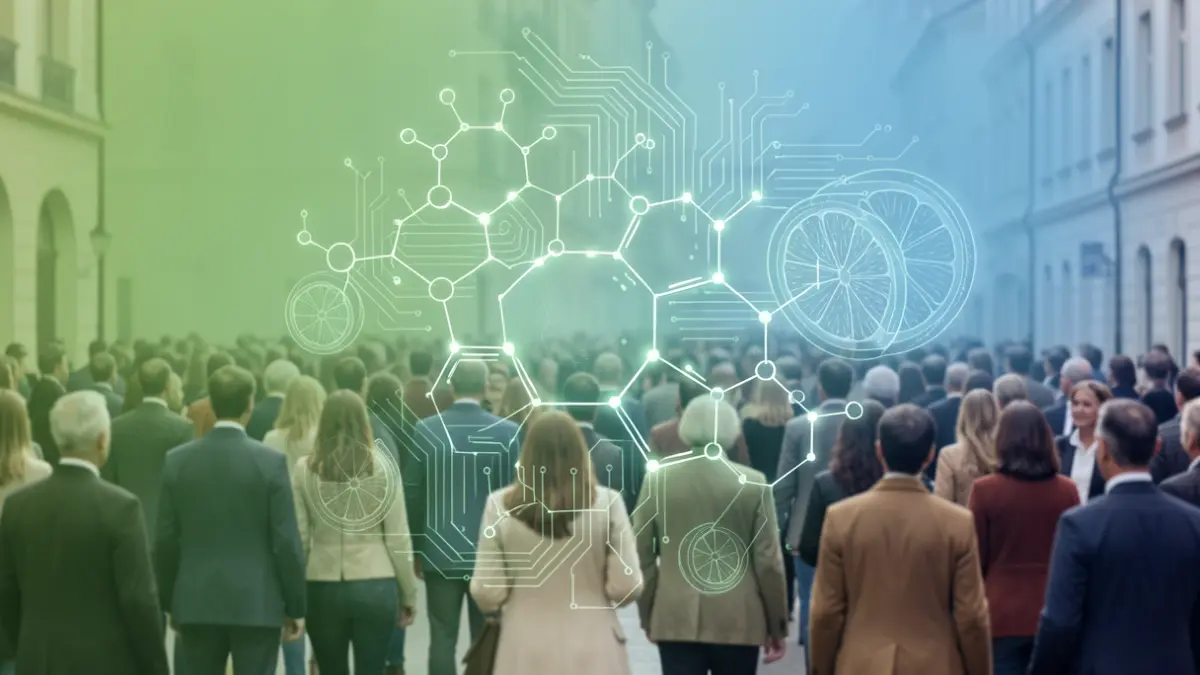 Imagen genérica de representaciones moleculares digitales y cítricos.