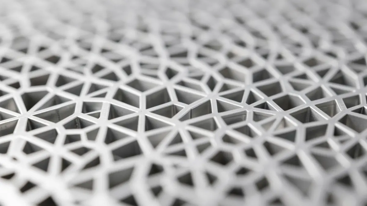 Imagen genérica de una superficie de óxido de aluminio anódico nanoporoso con intrincados patrones geométricos.