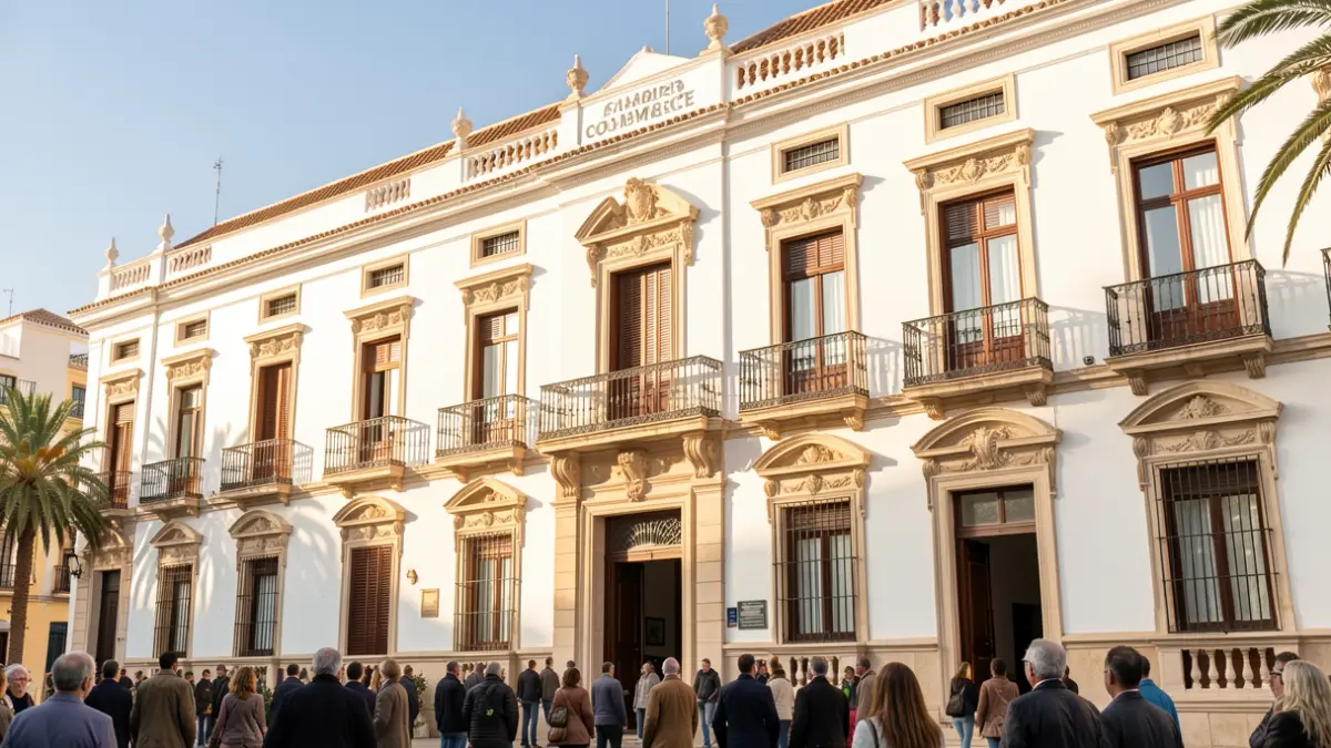 Facade of the Chamber of Commerce building in Málaga.