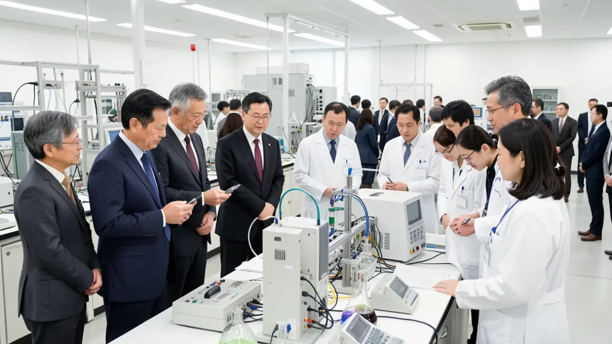 Generic image of a delegation visiting a scientific research laboratory.